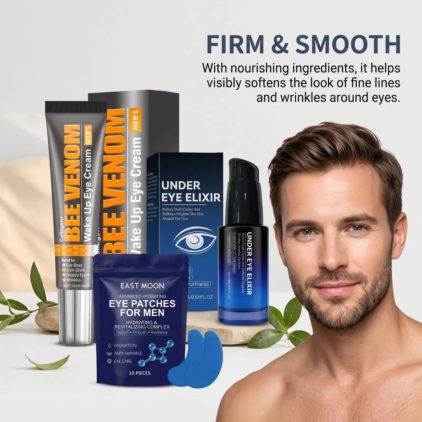 Bee Venom Eye Cream + Essence+Patches Hydrate Dry Eye Skin Reduce Dark Spot Fade Fine Line Firm Eye Contour Fast Absorb Eye Firm