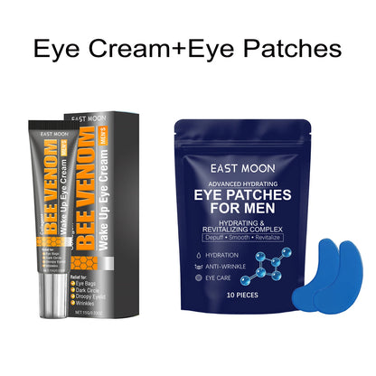 Bee Venom Eye Cream + Essence+Patches Hydrate Dry Eye Skin Reduce Dark Spot Fade Fine Line Firm Eye Contour Fast Absorb Eye Firm