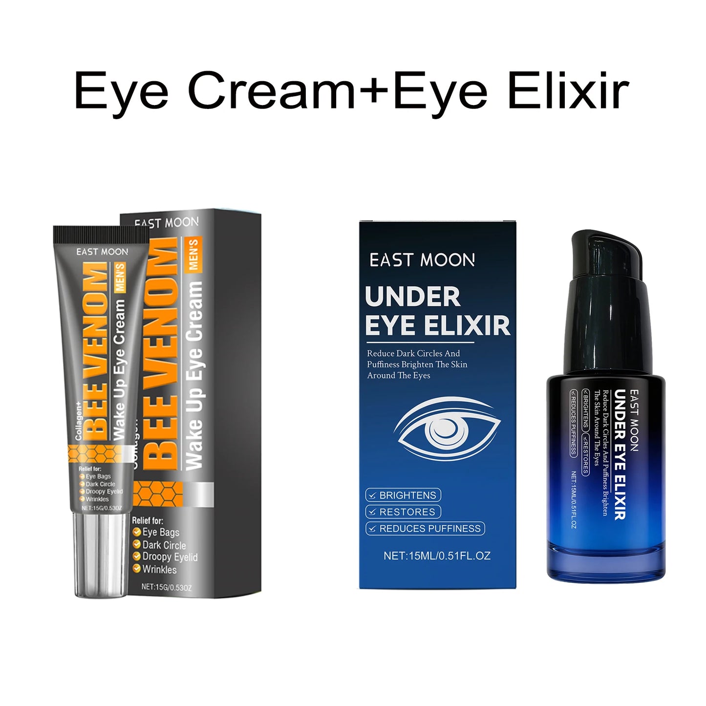 Bee Venom Eye Cream + Essence+Patches Hydrate Dry Eye Skin Reduce Dark Spot Fade Fine Line Firm Eye Contour Fast Absorb Eye Firm