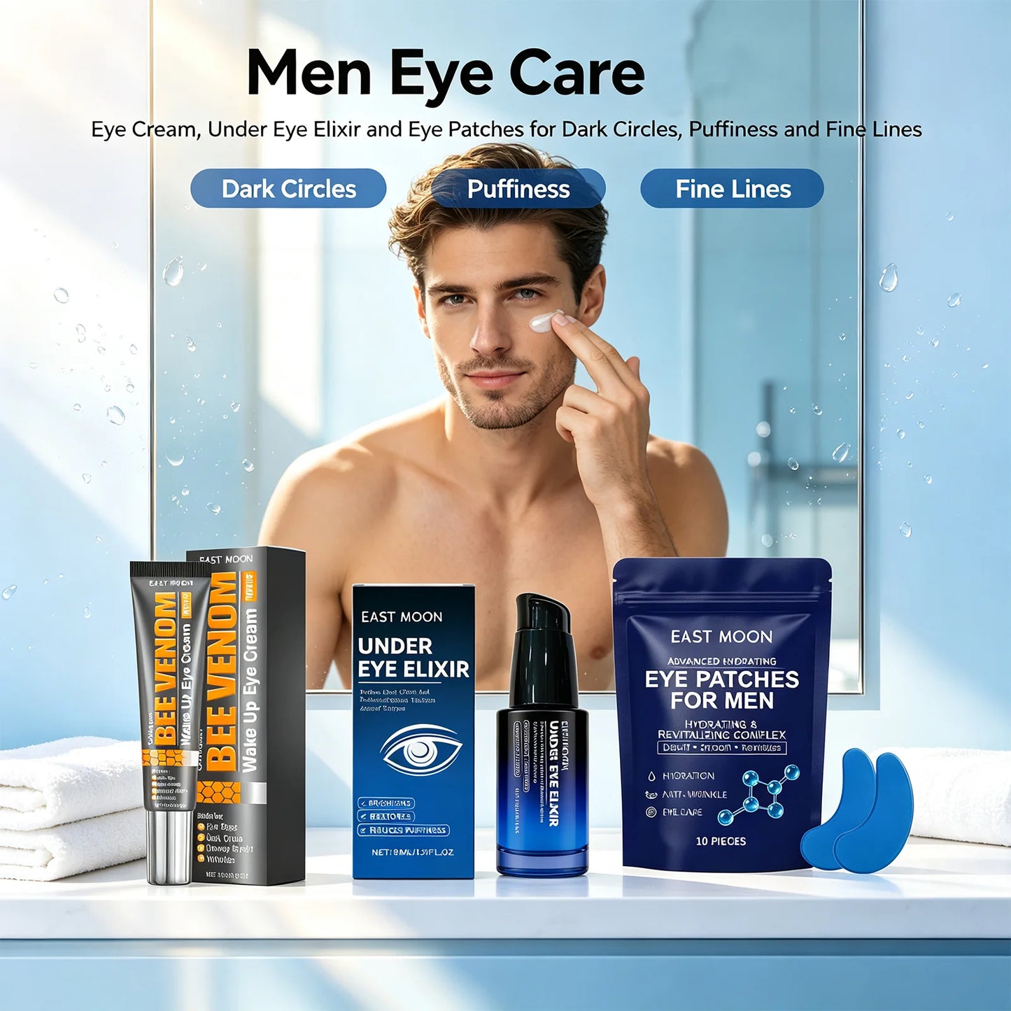 Bee Venom Eye Cream + Essence+Patches Hydrate Dry Eye Skin Reduce Dark Spot Fade Fine Line Firm Eye Contour Fast Absorb Eye Firm
