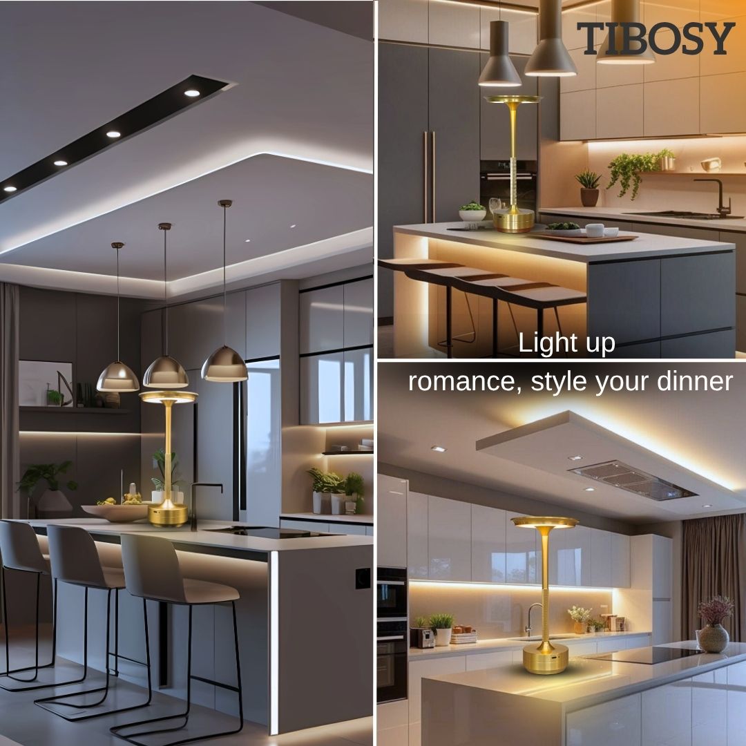 Tibosy table lamp in kitchen setting with ambient lighting