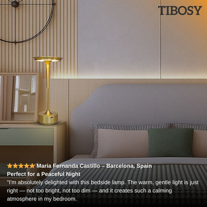 Woman reading with Tibosy table lamp lighting